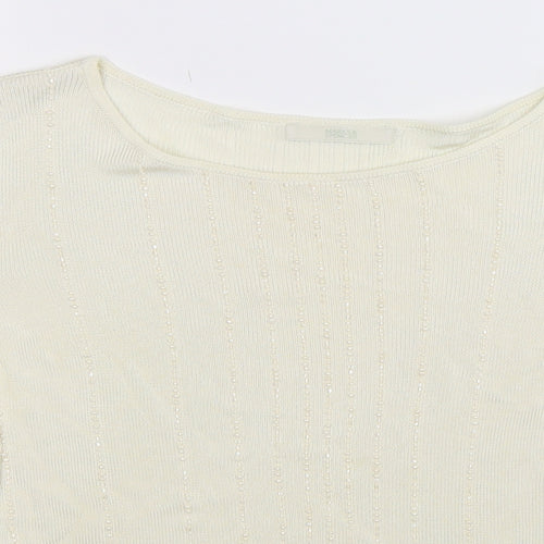 Marks and Spencer Womens White  Knit Pullover Jumper Size 16