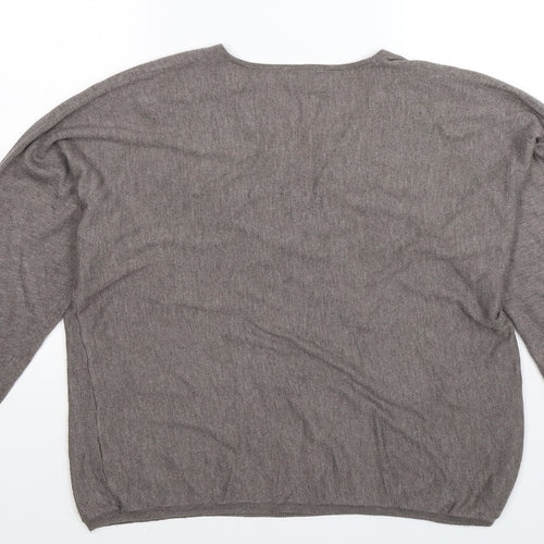 Version Feminin Womens Grey  Knit Pullover Jumper Size 2XL
