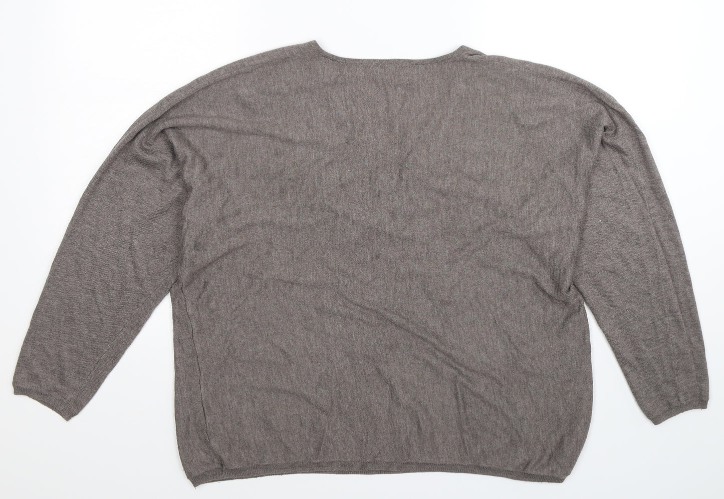 Version Feminin Womens Grey  Knit Pullover Jumper Size 2XL