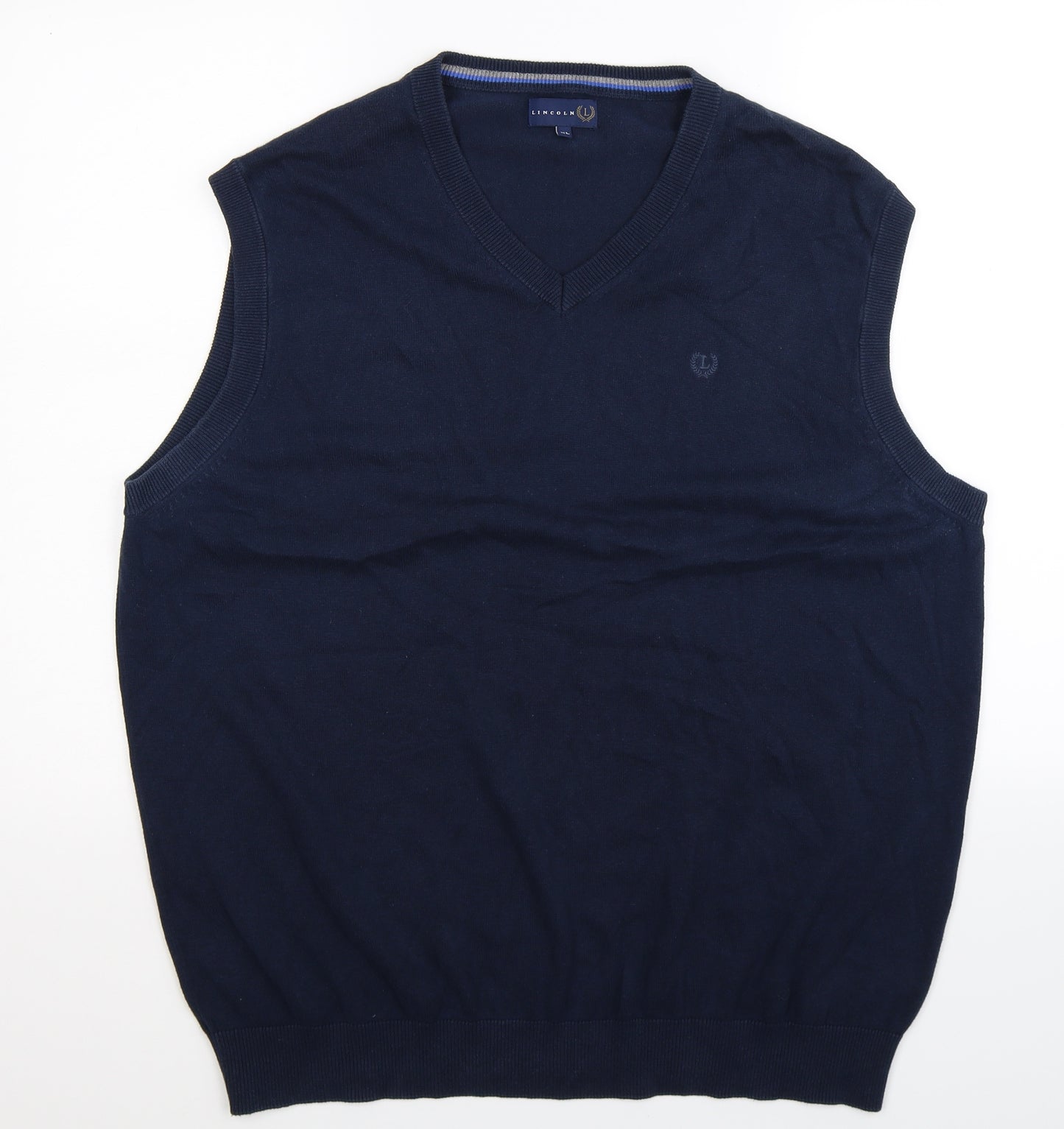 Lincoln Mens Blue  Knit Pullover Jumper Size XL