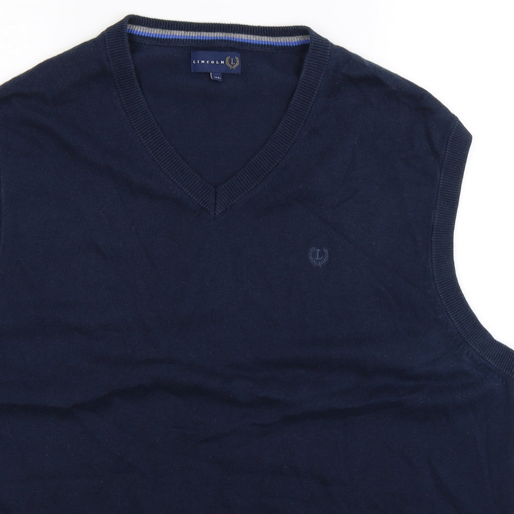 Lincoln Mens Blue  Knit Pullover Jumper Size XL