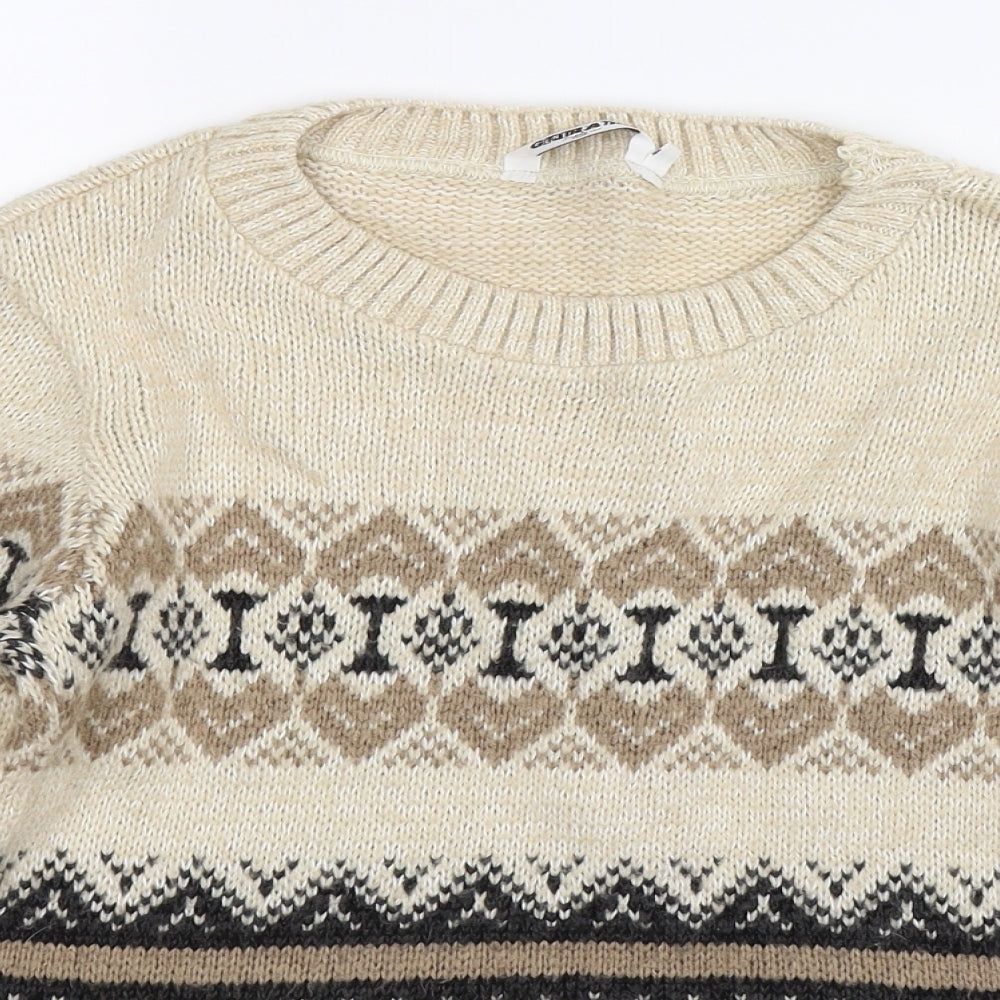 New Look Girls Beige Geometric Knit Pullover Jumper Size 12-13 Years