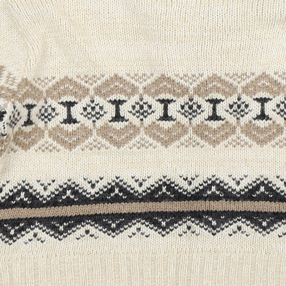 New Look Girls Beige Geometric Knit Pullover Jumper Size 12-13 Years