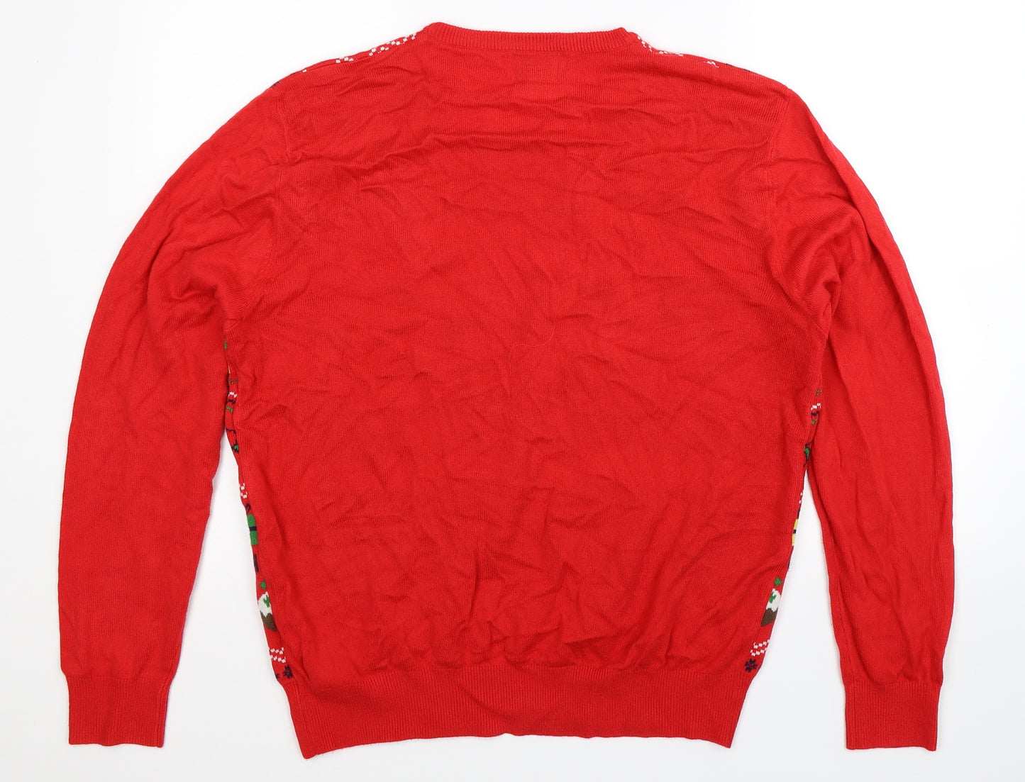 George Mens Red  Knit Pullover Jumper Size L  - Christmas