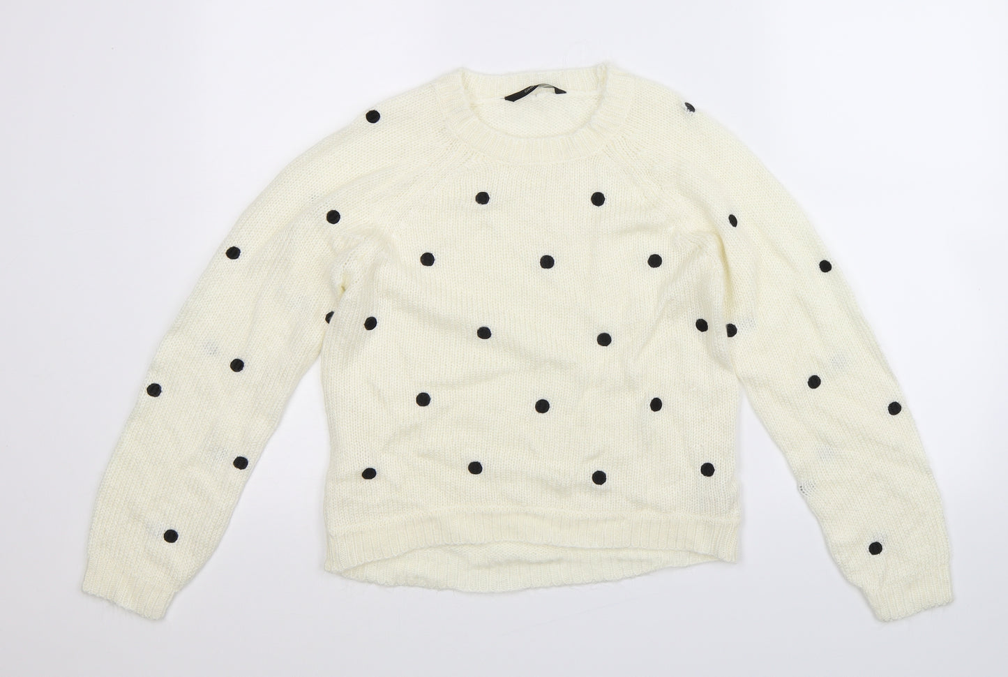 George Girls White Polka Dot Knit Pullover Jumper Size 12-13 Years