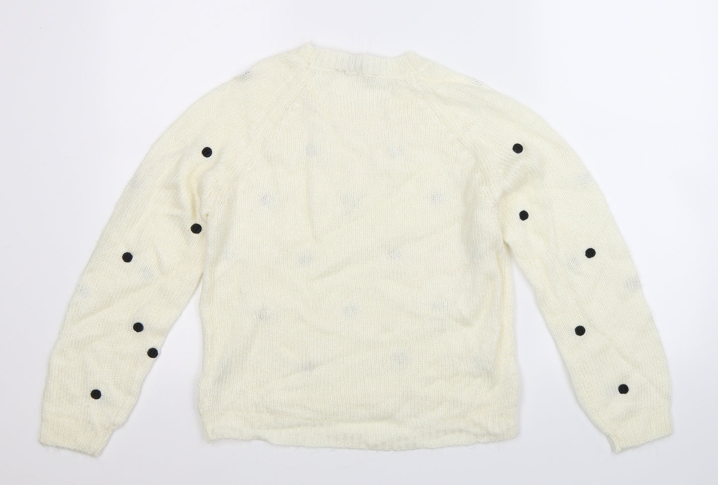 George Girls White Polka Dot Knit Pullover Jumper Size 12-13 Years