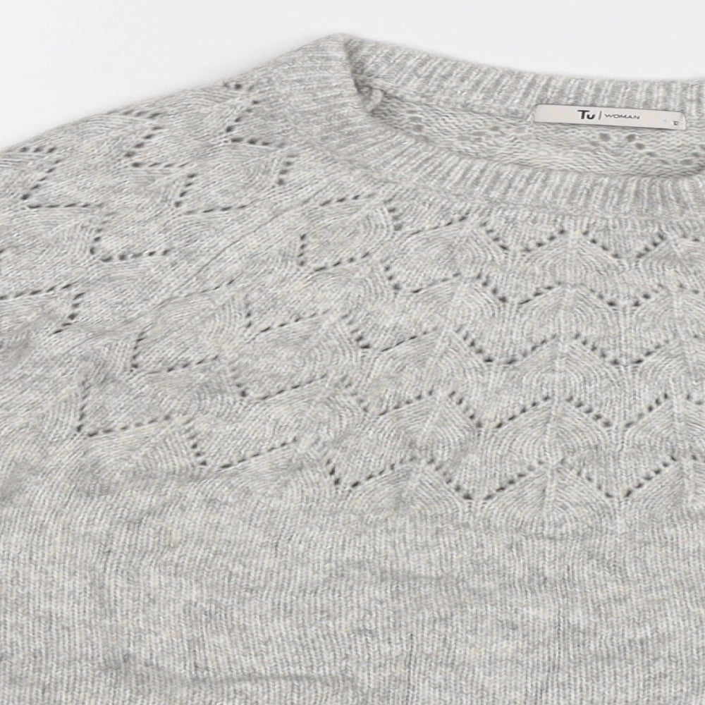 TU Womens Grey  Knit Pullover Jumper Size 12