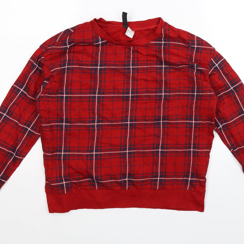 Divided Womens Red Check  Pullover Sweatshirt Size XS