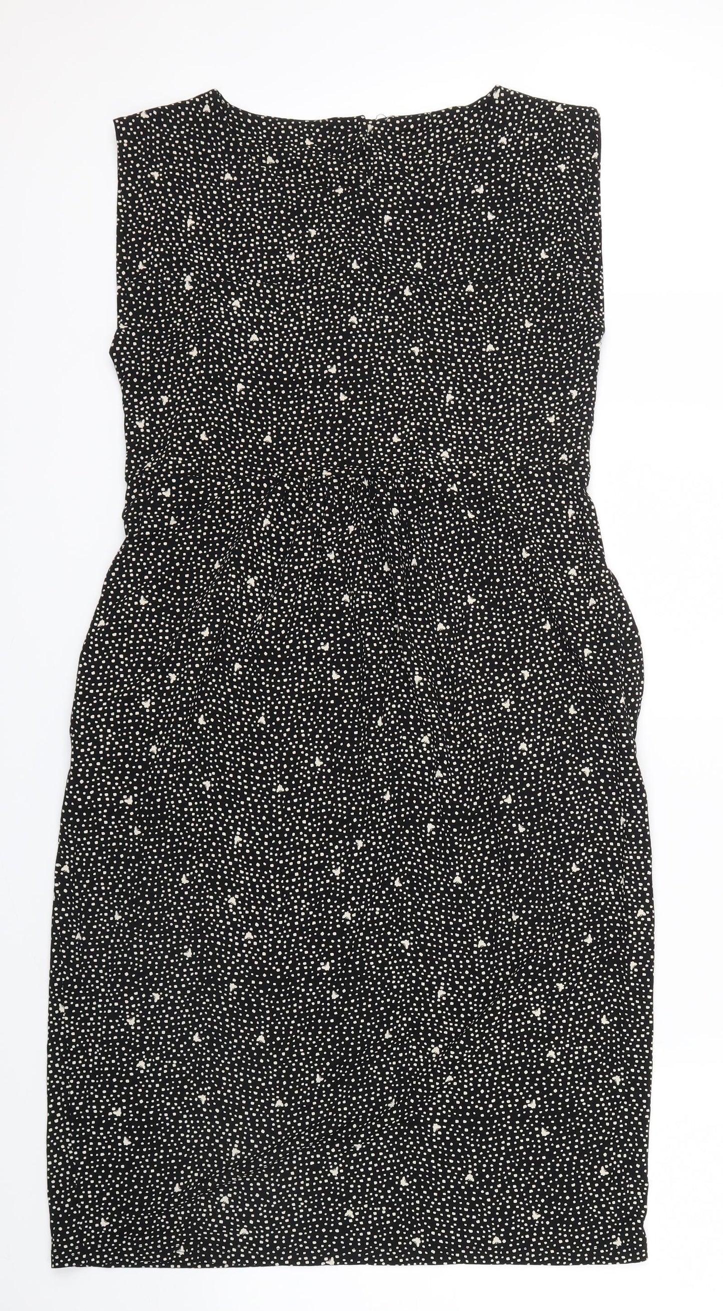 Preworn Womens Black Polka Dot  Shirt Dress  Size 12
