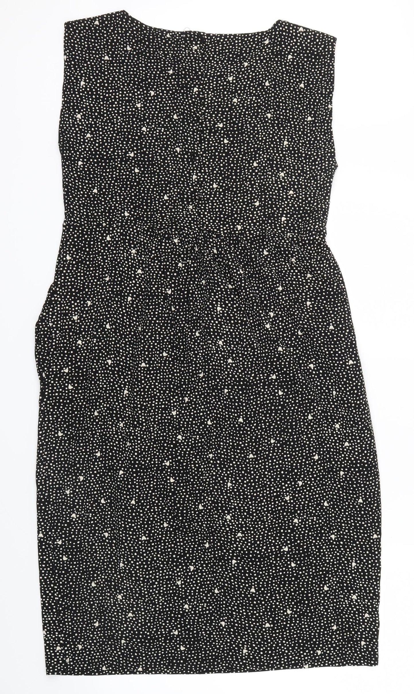 Preworn Womens Black Polka Dot  Shirt Dress  Size 12