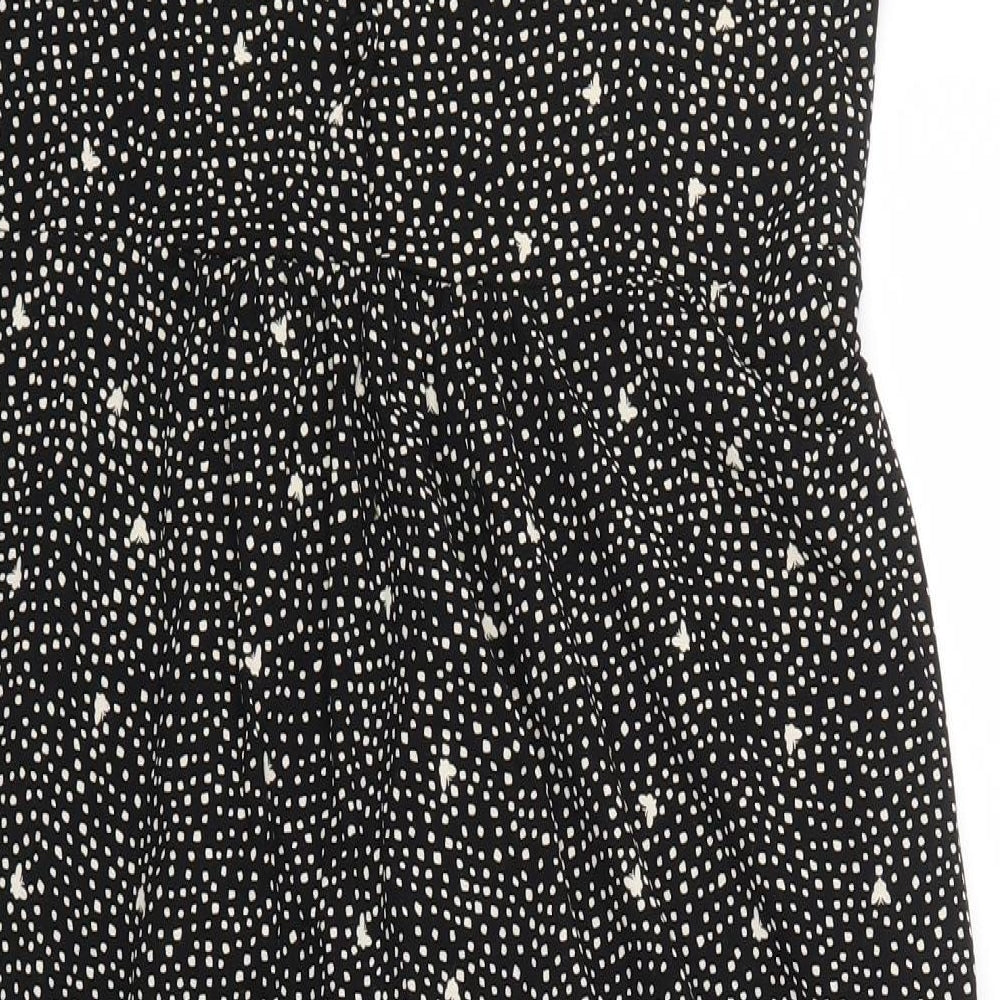 Preworn Womens Black Polka Dot  Shirt Dress  Size 12