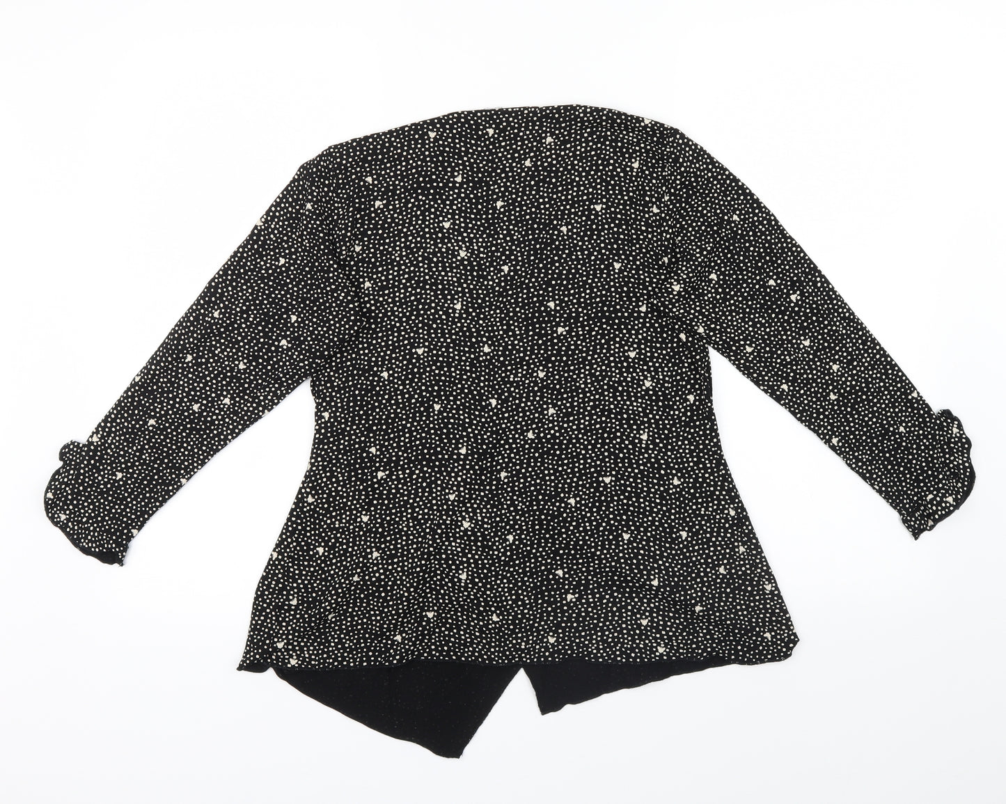 Preworn Womens Black Geometric  Wrap Jumper Size 12  - Frill detail