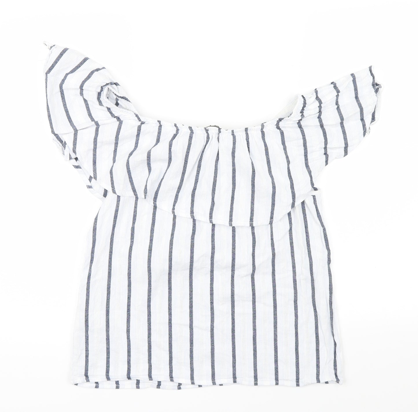 BELOVED Womens Blue Striped  Basic Blouse Size 38