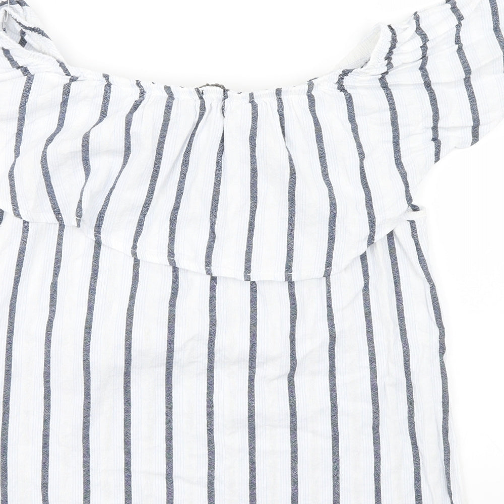 BELOVED Womens Blue Striped  Basic Blouse Size 38