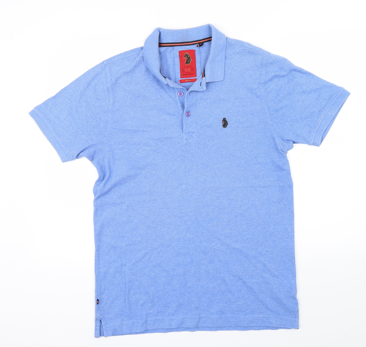 Luke Mens Blue Houndstooth   T-Shirt Size M  - Embroidered
