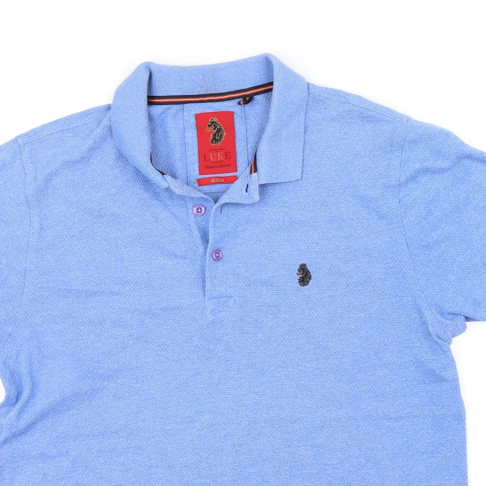 Luke Mens Blue Houndstooth   T-Shirt Size M  - Embroidered
