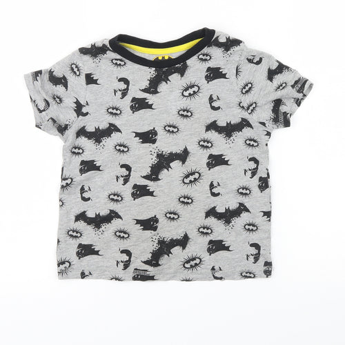 Batman Boys Grey Houndstooth  Basic T-Shirt Size 4-5 Years