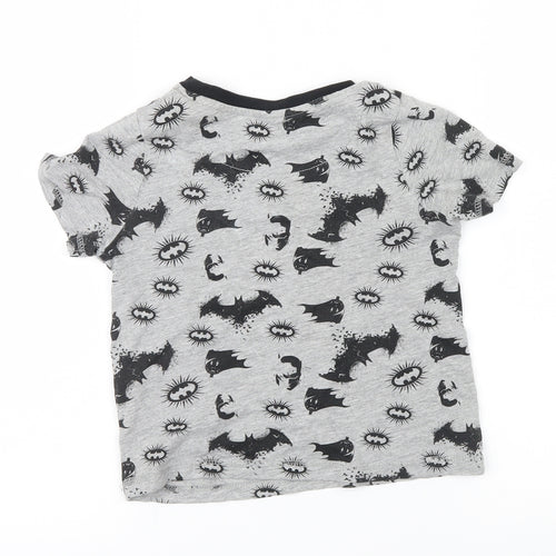 Batman Boys Grey Houndstooth  Basic T-Shirt Size 4-5 Years