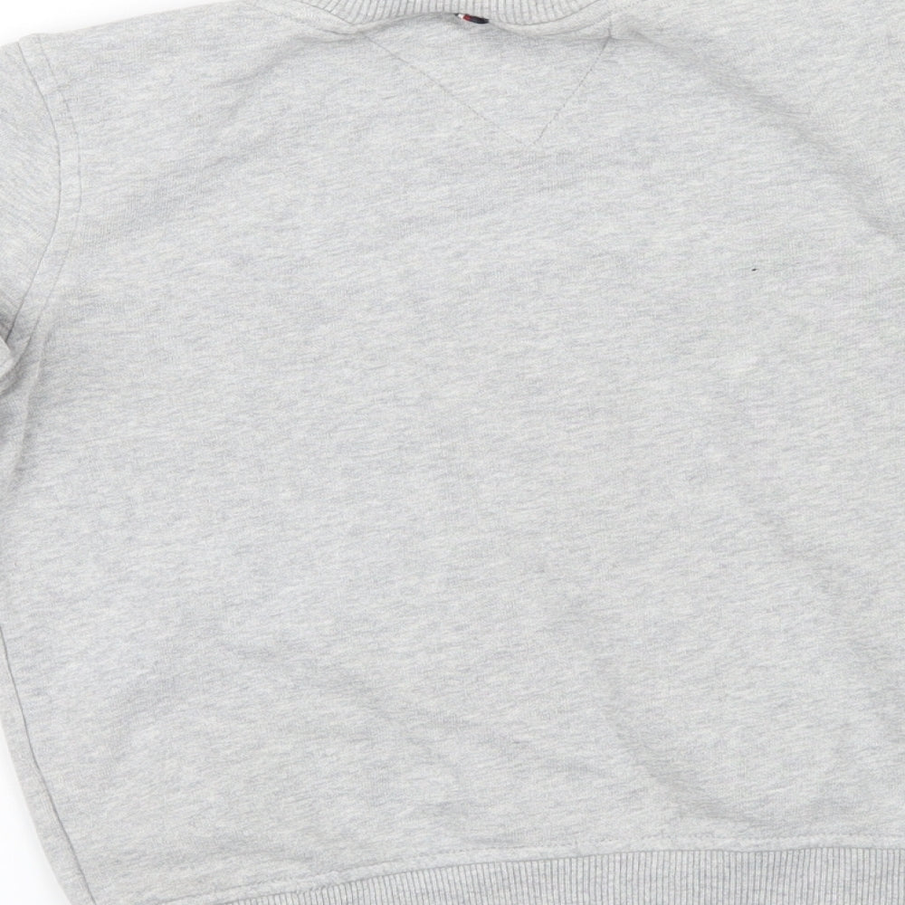 Tommy Hilfiger Boys Grey Striped  Pullover Jumper Size 7-8 Years  - Embroidered