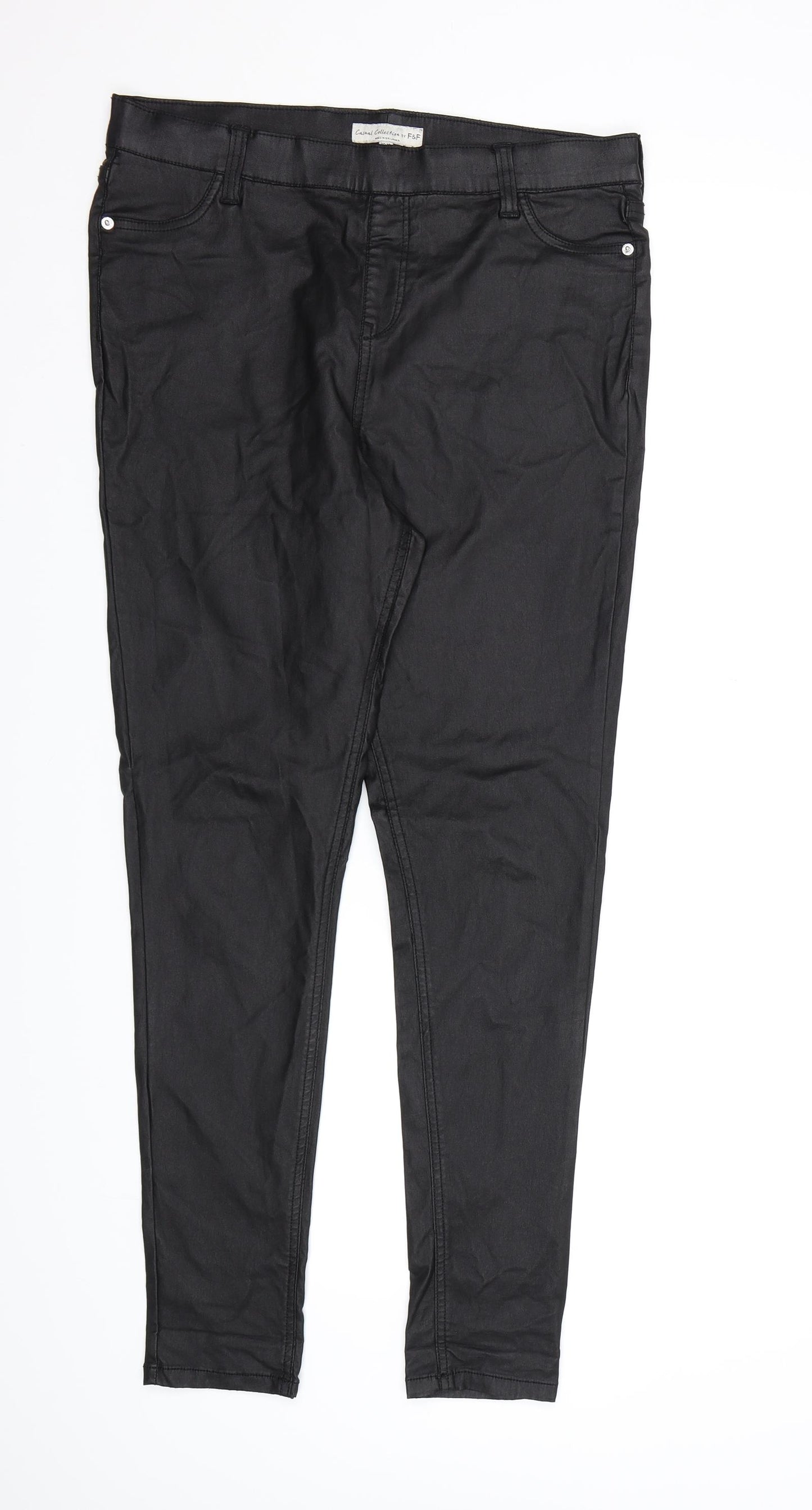 F&F Womens Black   Pedal Pusher Leggings Size 14 L28 in