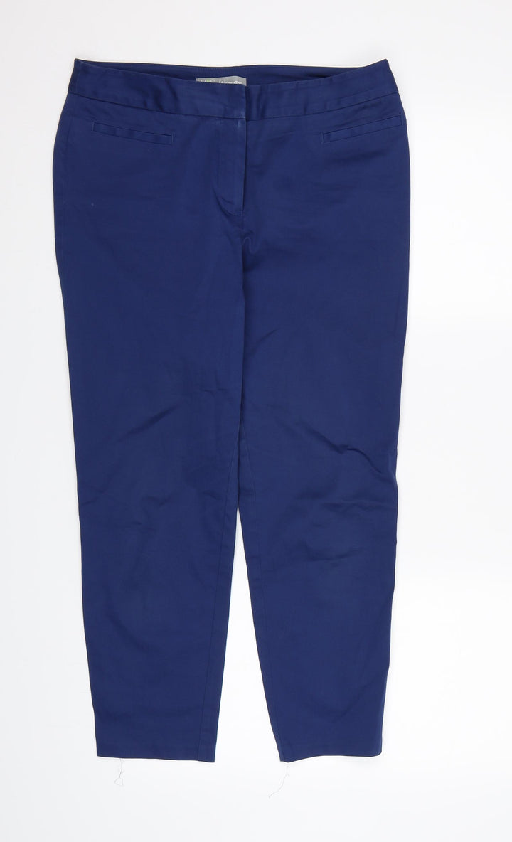 Marks and Spencer Womens Blue Rayon Cropped Trousers Size 10 L24 in