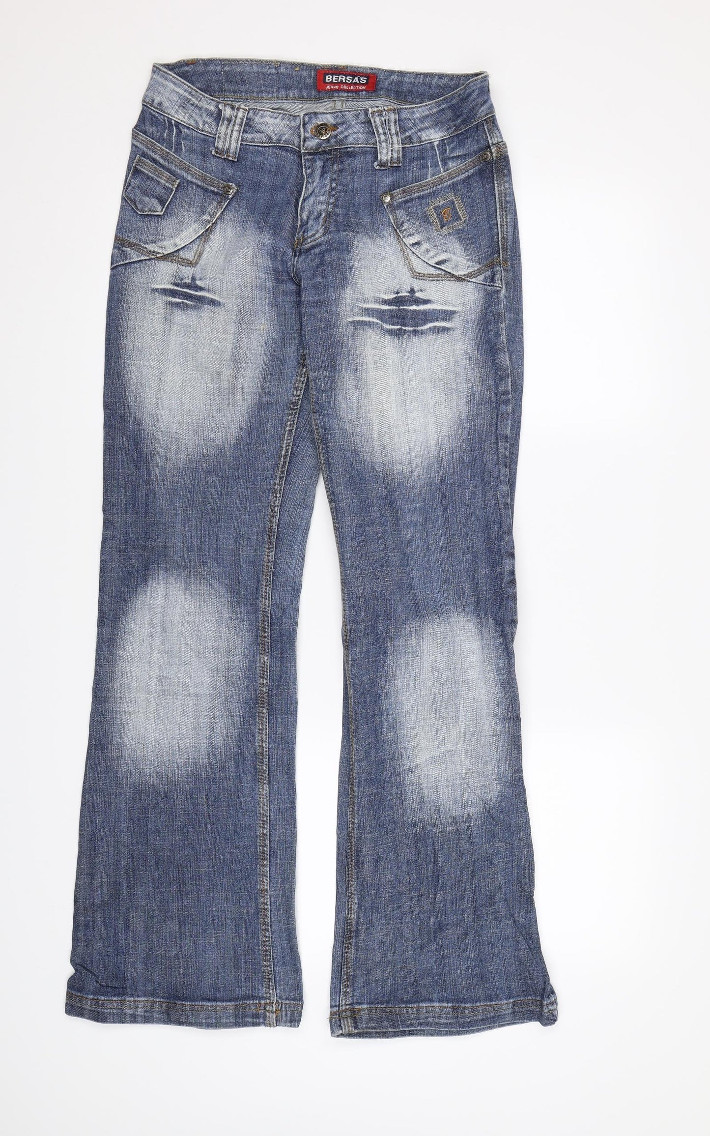 BERSAS Mens Blue  Denim Bootcut Jeans  L33 in