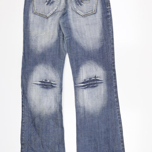 BERSAS Mens Blue  Denim Bootcut Jeans  L33 in