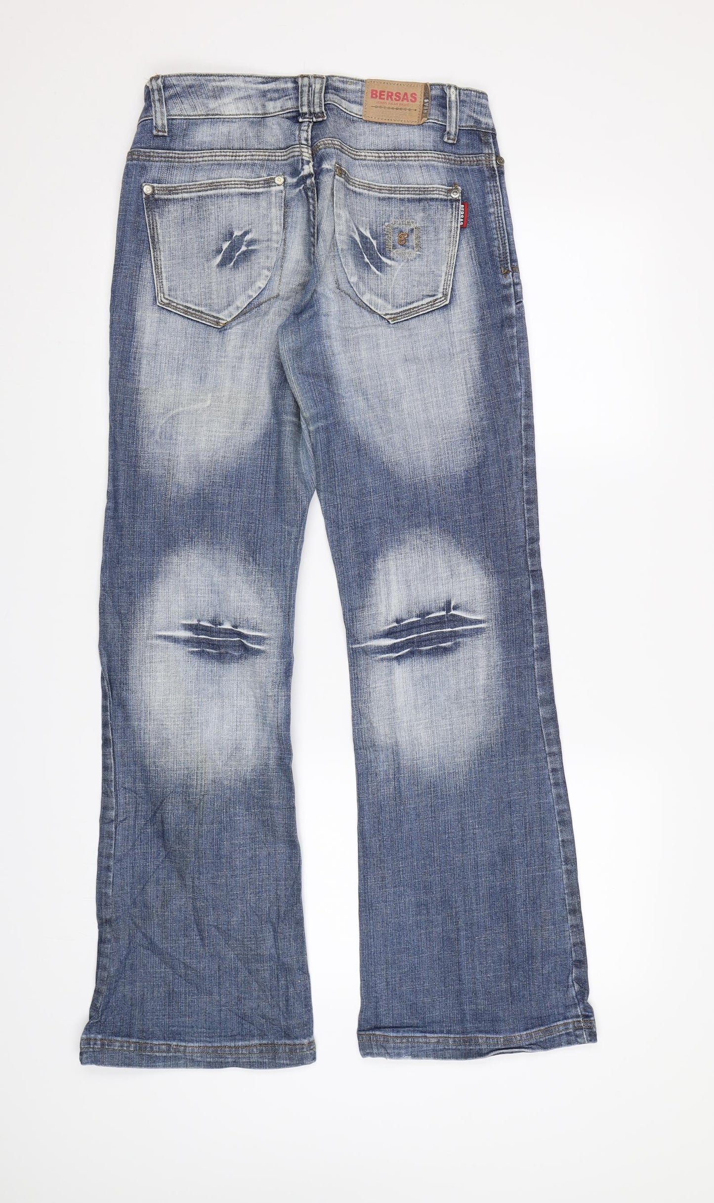 BERSAS Mens Blue  Denim Bootcut Jeans  L33 in