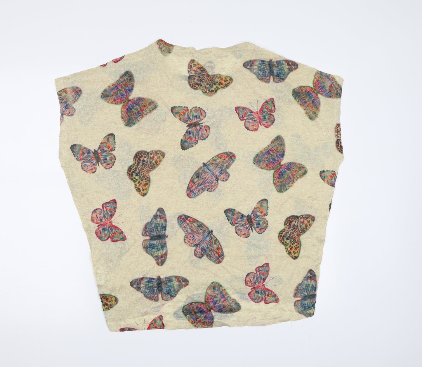 QED London Womens Beige Floral  Pullover Jumper Size S  - Butterflies