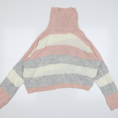 Quiz Womens Pink Striped Knit Pullover Jumper Size L