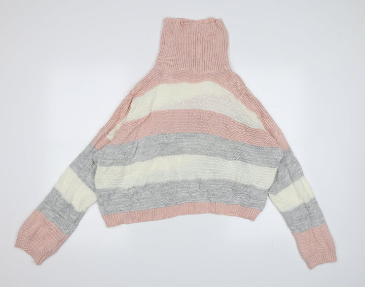 Quiz Womens Pink Striped Knit Pullover Jumper Size L