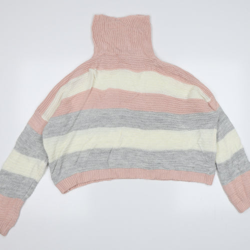 Quiz Womens Pink Striped Knit Pullover Jumper Size L