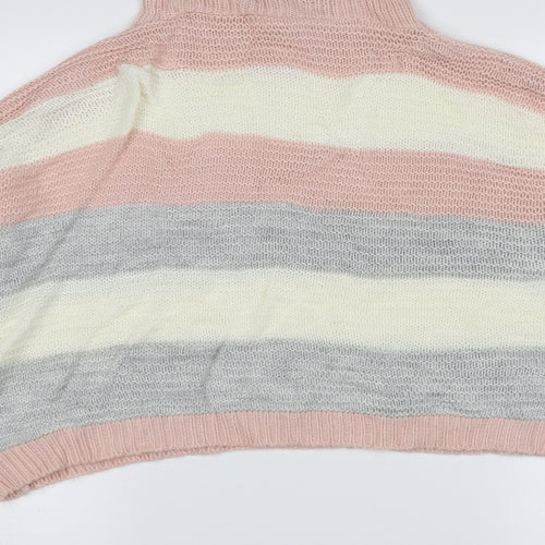 Quiz Womens Pink Striped Knit Pullover Jumper Size L