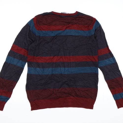 Cedar Wood State Mens Multicoloured Striped Knit Pullover Jumper Size S