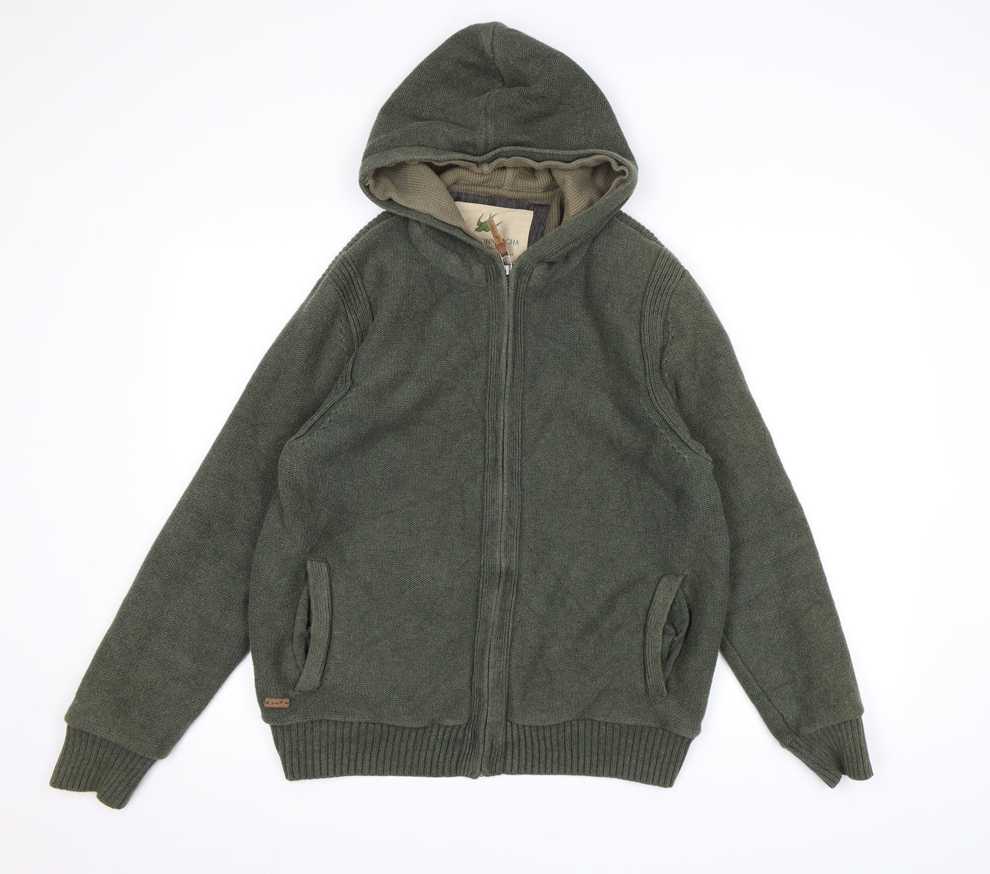 Rocha John Rocha Mens Green  Knit Full Zip Hoodie Size L