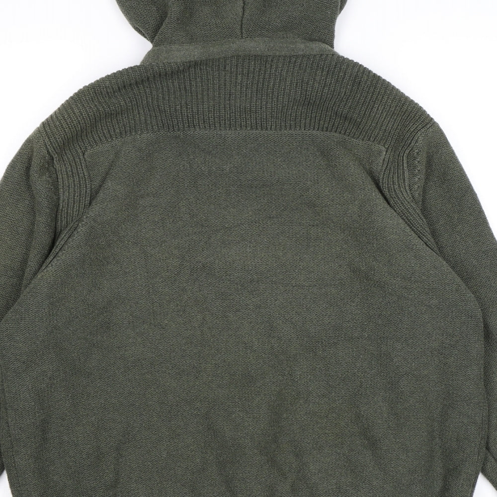 Rocha John Rocha Mens Green  Knit Full Zip Hoodie Size L