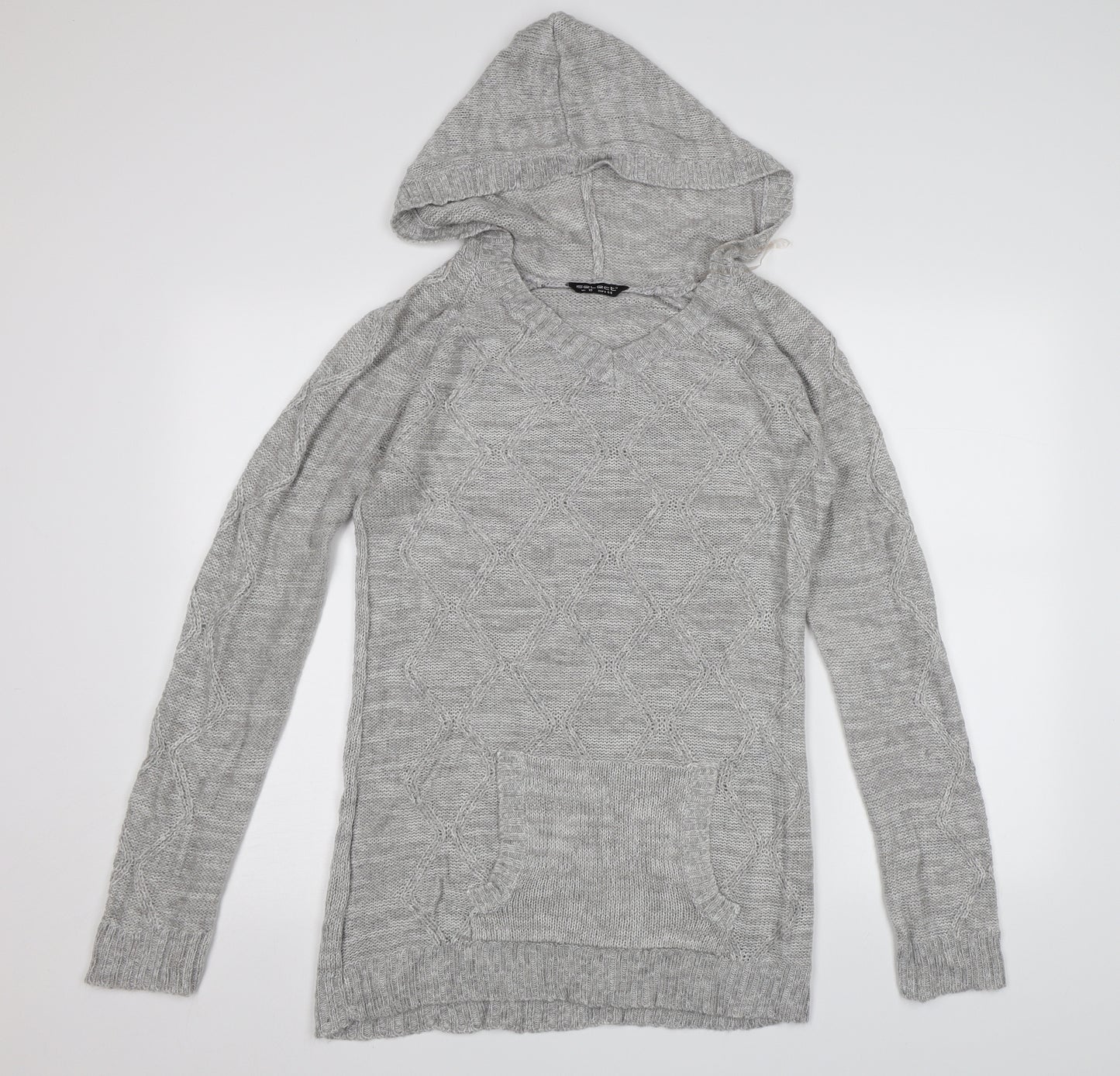 Select Womens Grey  Knit Pullover Hoodie Size 16