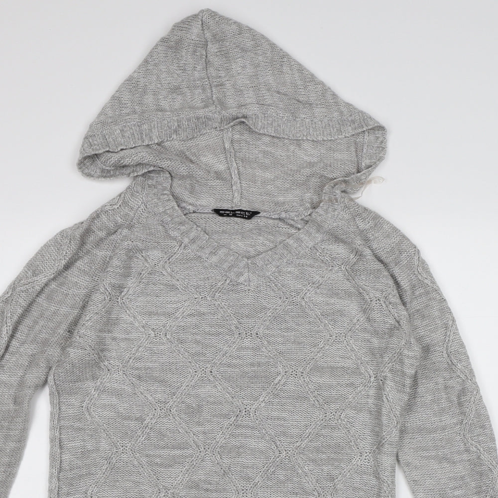 Select Womens Grey  Knit Pullover Hoodie Size 16