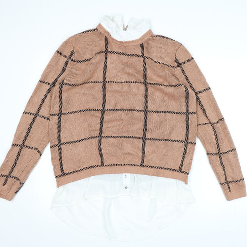 Atmosphere Womens Pink Check Knit Pullover Jumper Size 14