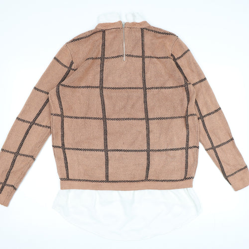 Atmosphere Womens Pink Check Knit Pullover Jumper Size 14