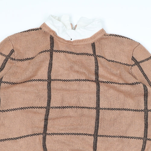 Atmosphere Womens Pink Check Knit Pullover Jumper Size 14