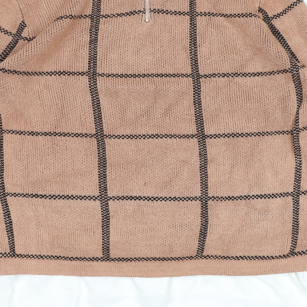 Atmosphere Womens Pink Check Knit Pullover Jumper Size 14