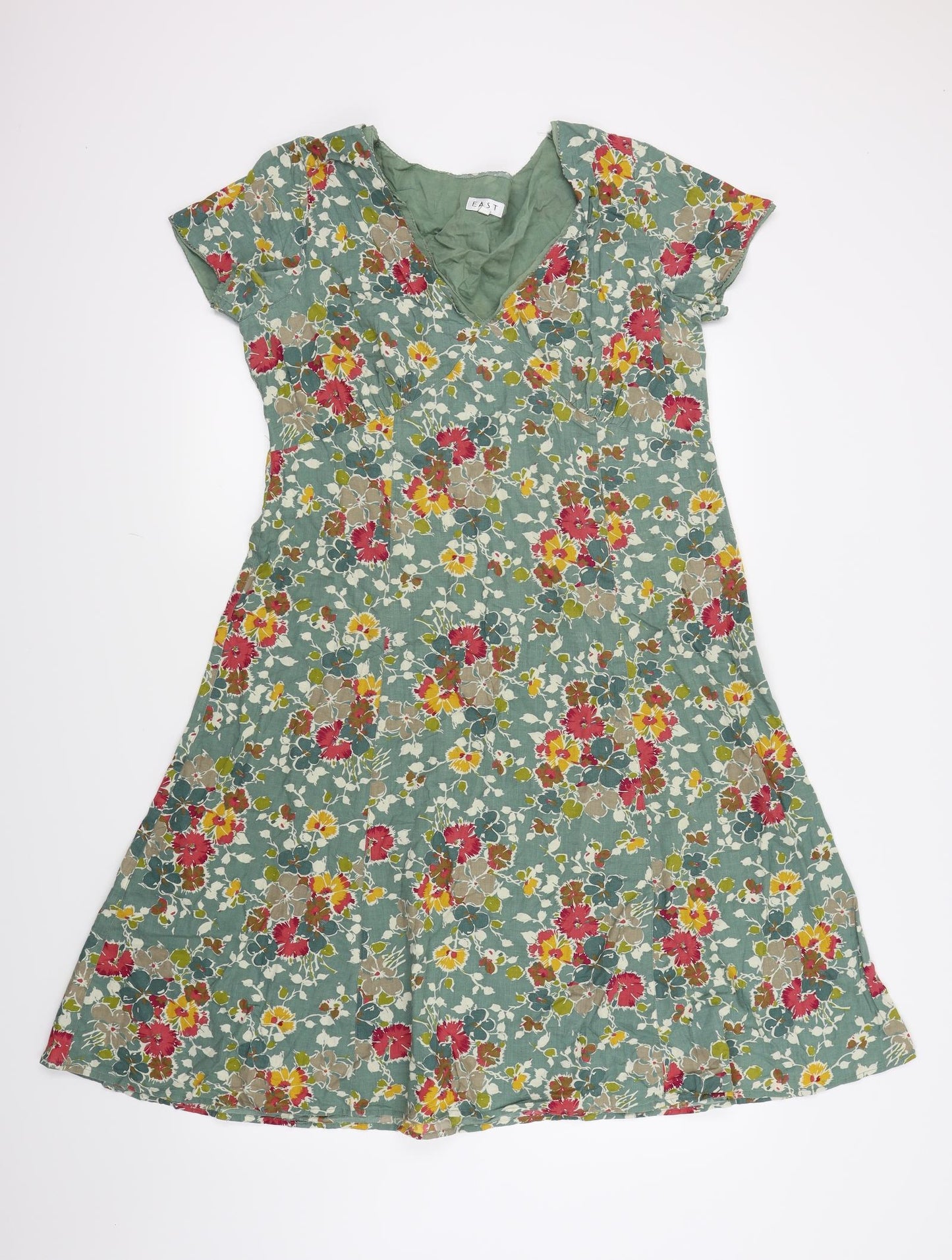 EAST Womens Green Floral  A-Line  Size 14