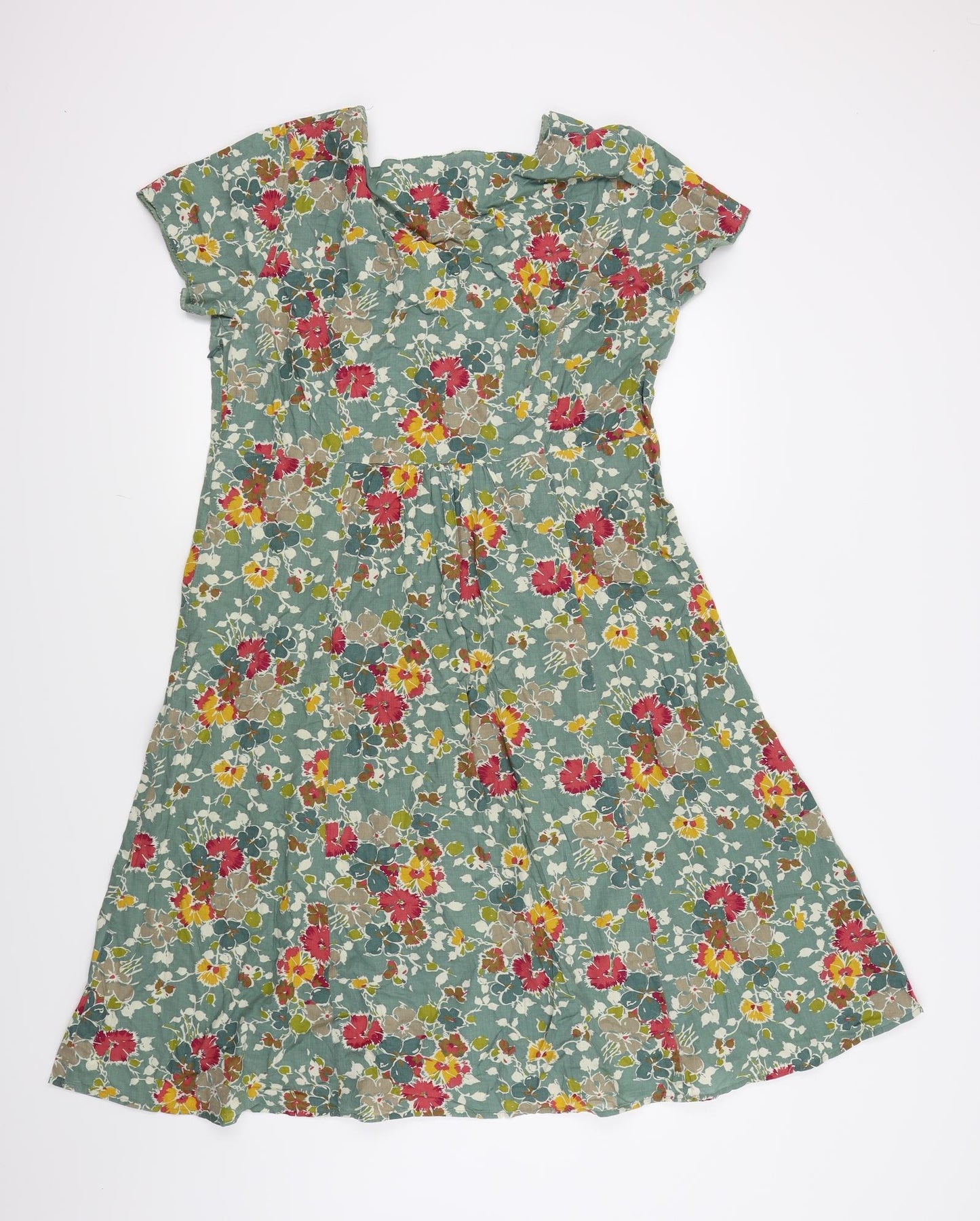 EAST Womens Green Floral  A-Line  Size 14