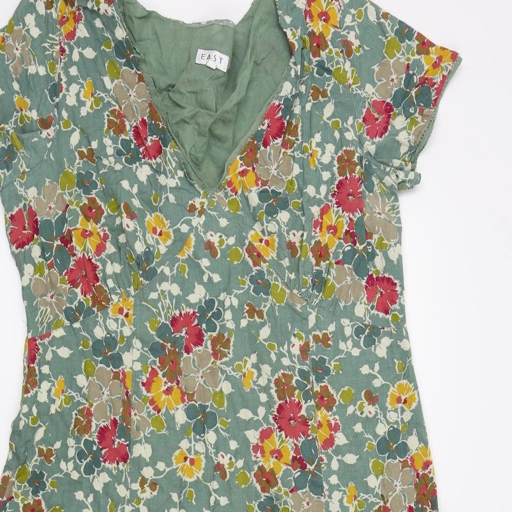 EAST Womens Green Floral  A-Line  Size 14