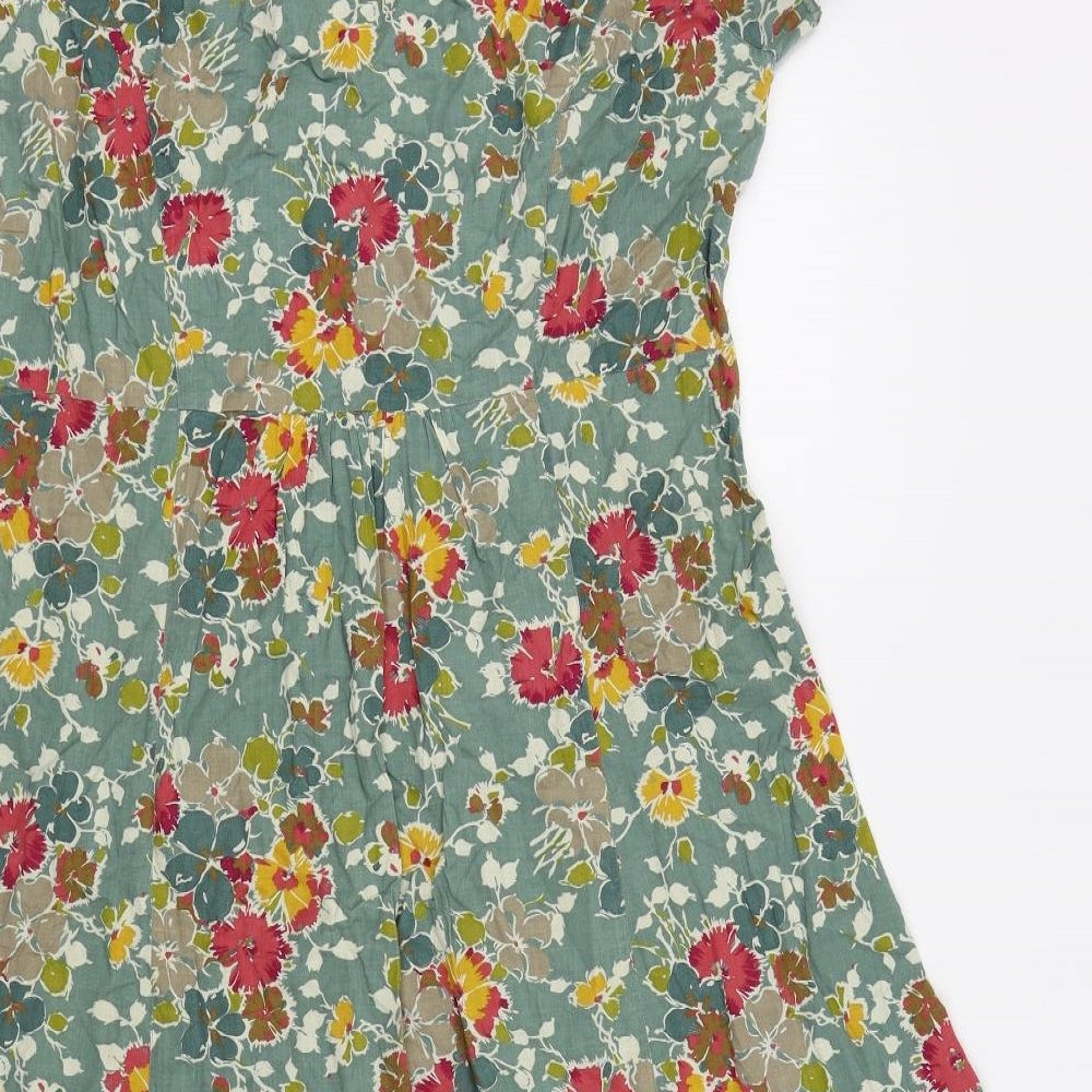 EAST Womens Green Floral  A-Line  Size 14