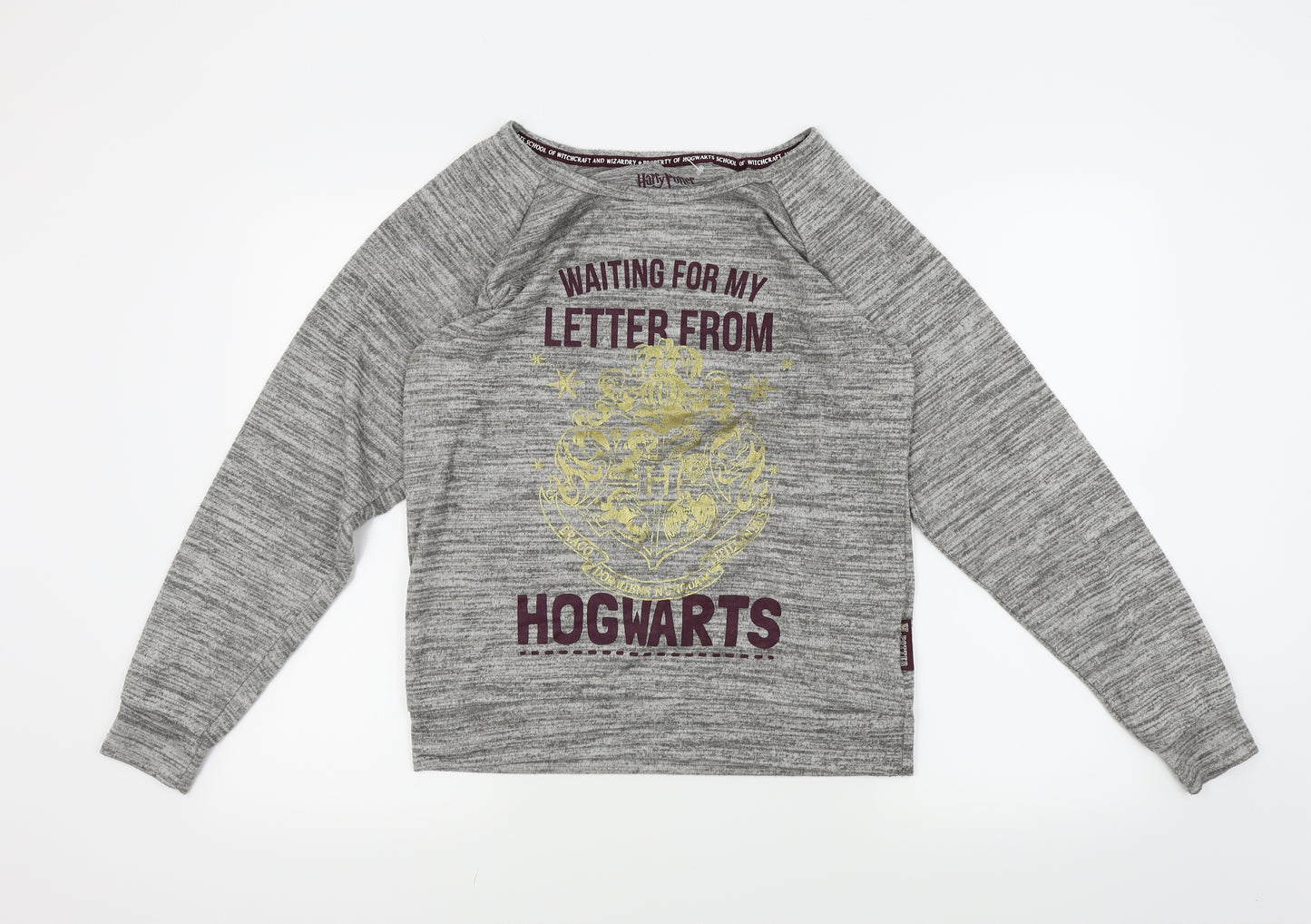 Primark Womens Grey Solid  Top Pyjama Top Size 6  - Harry potter