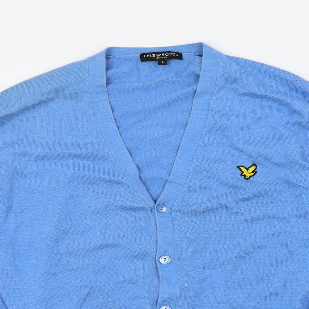 Lyle & Scott Mens Blue   Cardigan Jumper Size L