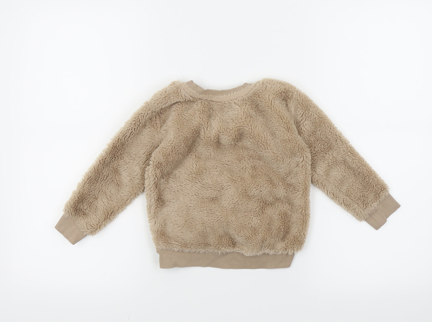 Nutmeg Girls Beige   Pullover Jumper Size 3-4 Years  - Front pocket
