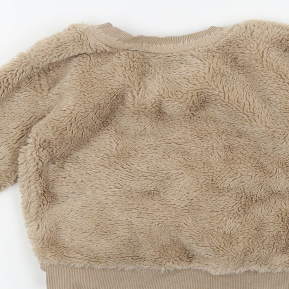 Nutmeg Girls Beige   Pullover Jumper Size 3-4 Years  - Front pocket